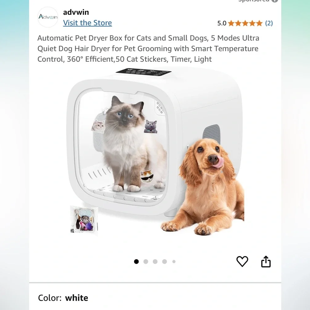 White Automatic Pet Grooming Dryer Box